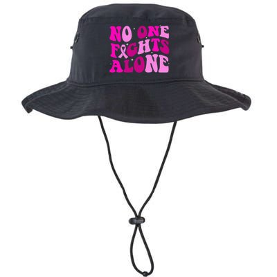 Groovy Retro Breast Cancer Awareness No One Fight Alone Legacy Cool Fit Booney Bucket Hat