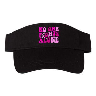 Groovy Retro Breast Cancer Awareness No One Fight Alone Valucap Bio-Washed Visor