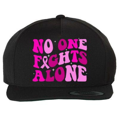 Groovy Retro Breast Cancer Awareness No One Fight Alone Wool Snapback Cap