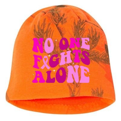 Groovy Retro Breast Cancer Awareness No One Fight Alone Kati - Camo Knit Beanie