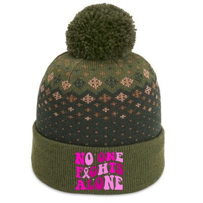 Groovy Retro Breast Cancer Awareness No One Fight Alone The Baniff Cuffed Pom Beanie