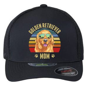 Golden Retriever Best Dog Mom Ever Retro Sunset Beach Vibe Flexfit Unipanel Trucker Cap