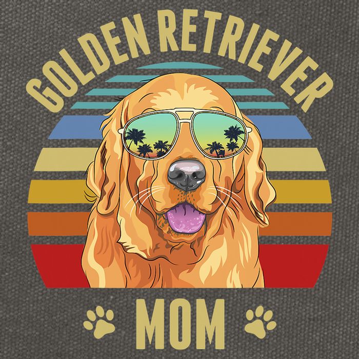 Golden Retriever Best Dog Mom Ever Retro Sunset Beach Vibe Cotton Canvas Backpack