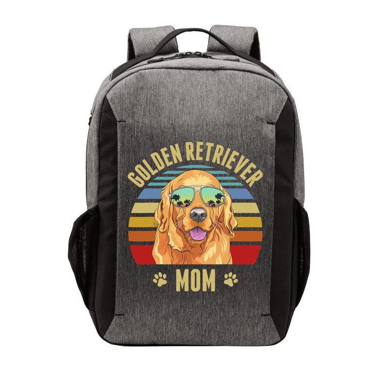 Golden Retriever Best Dog Mom Ever Retro Sunset Beach Vibe Vector Backpack