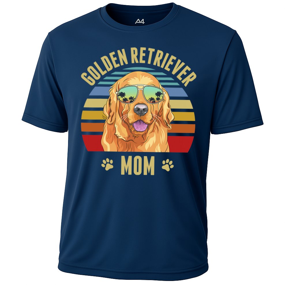 Golden Retriever Best Dog Mom Ever Retro Sunset Beach Vibe Performance Shirt