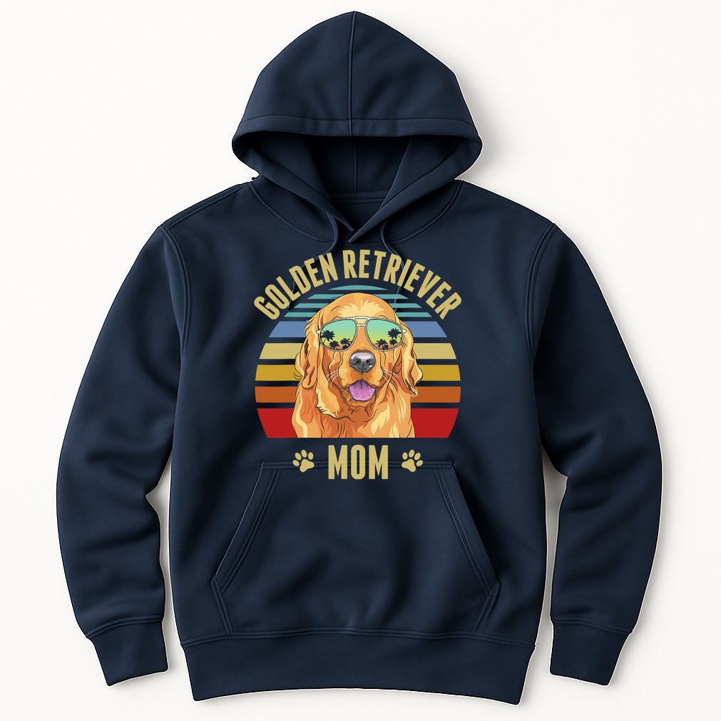 Golden Retriever Best Dog Mom Ever Retro Sunset Beach Vibe Hoodie
