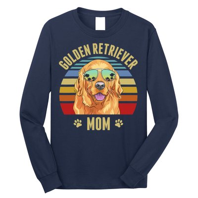 Golden Retriever Best Dog Mom Ever Retro Sunset Beach Vibe Long Sleeve Shirt