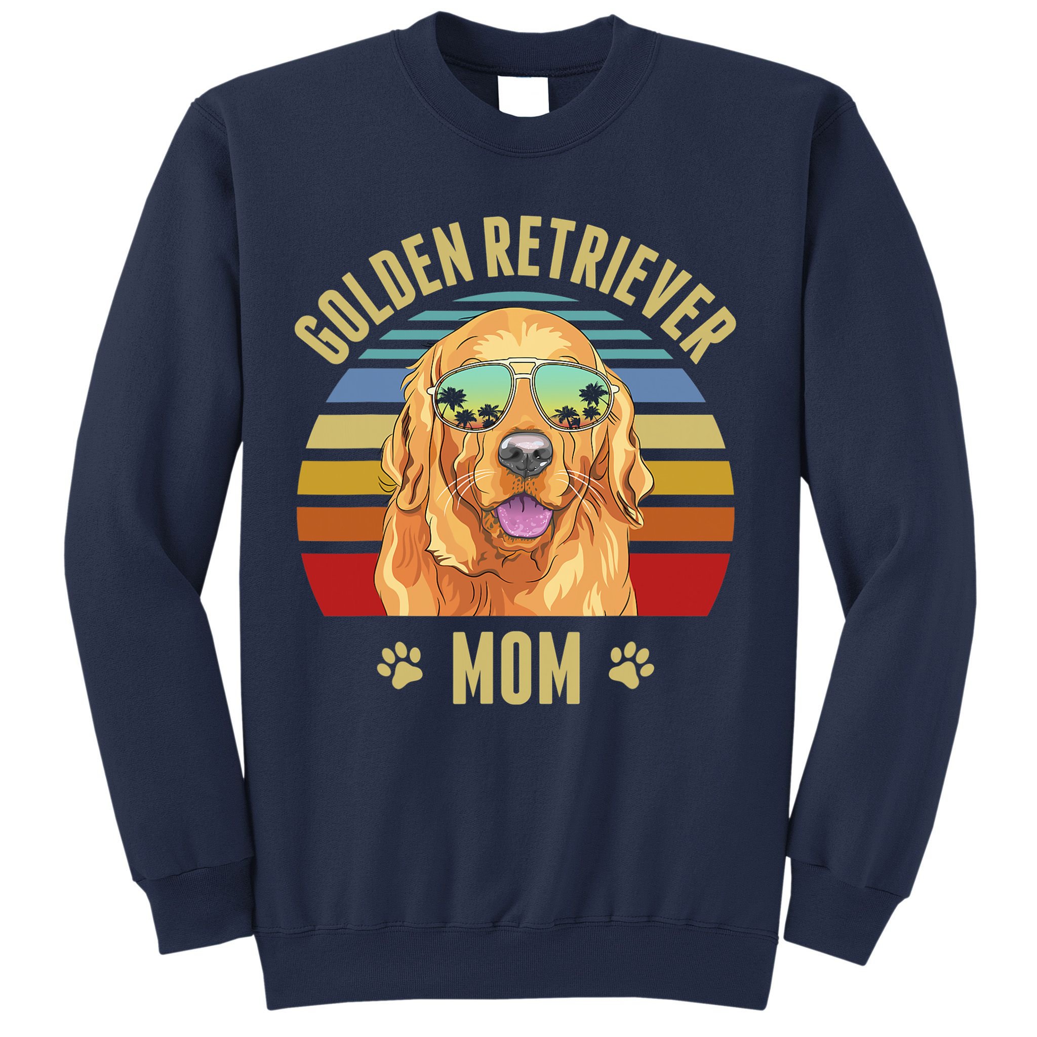 Golden Retriever Best Dog Mom Ever Retro Sunset Beach Vibe Sweatshirt