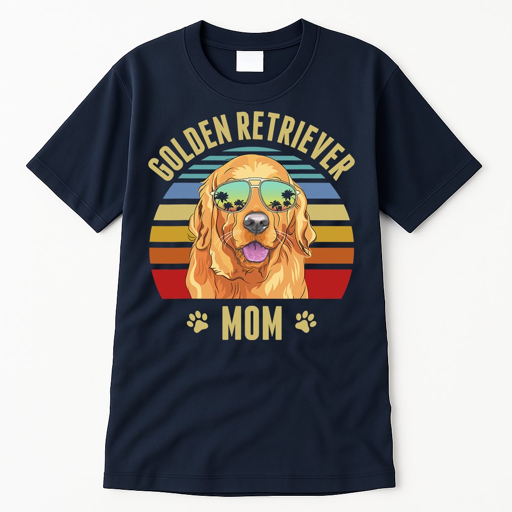 Golden Retriever Best Dog Mom Ever Retro Sunset Beach Vibe Tall T-Shirt