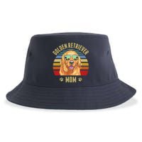 Golden Retriever Best Dog Mom Ever Retro Sunset Beach Vibe Sustainable Bucket Hat