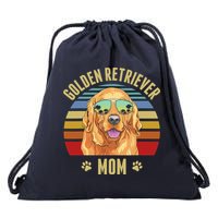 Golden Retriever Best Dog Mom Ever Retro Sunset Beach Vibe Drawstring Bag