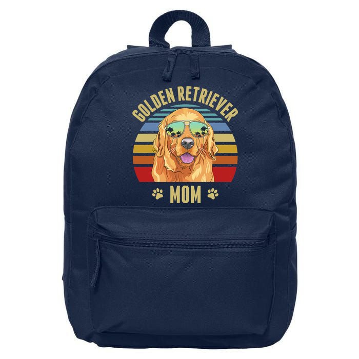 Golden Retriever Best Dog Mom Ever Retro Sunset Beach Vibe 16 in Basic Backpack