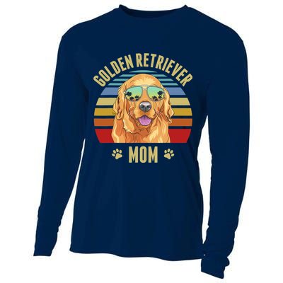 Golden Retriever Best Dog Mom Ever Retro Sunset Beach Vibe Cooling Performance Long Sleeve Crew