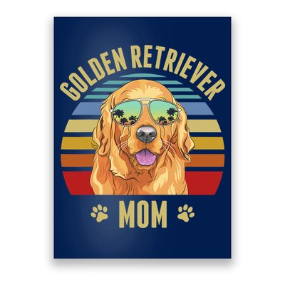 Golden Retriever Best Dog Mom Ever Retro Sunset Beach Vibe Poster