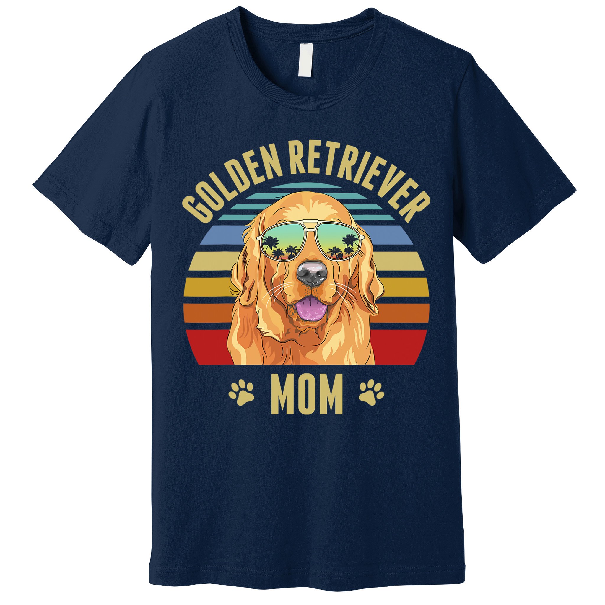 Golden Retriever Best Dog Mom Ever Retro Sunset Beach Vibe Premium T-Shirt