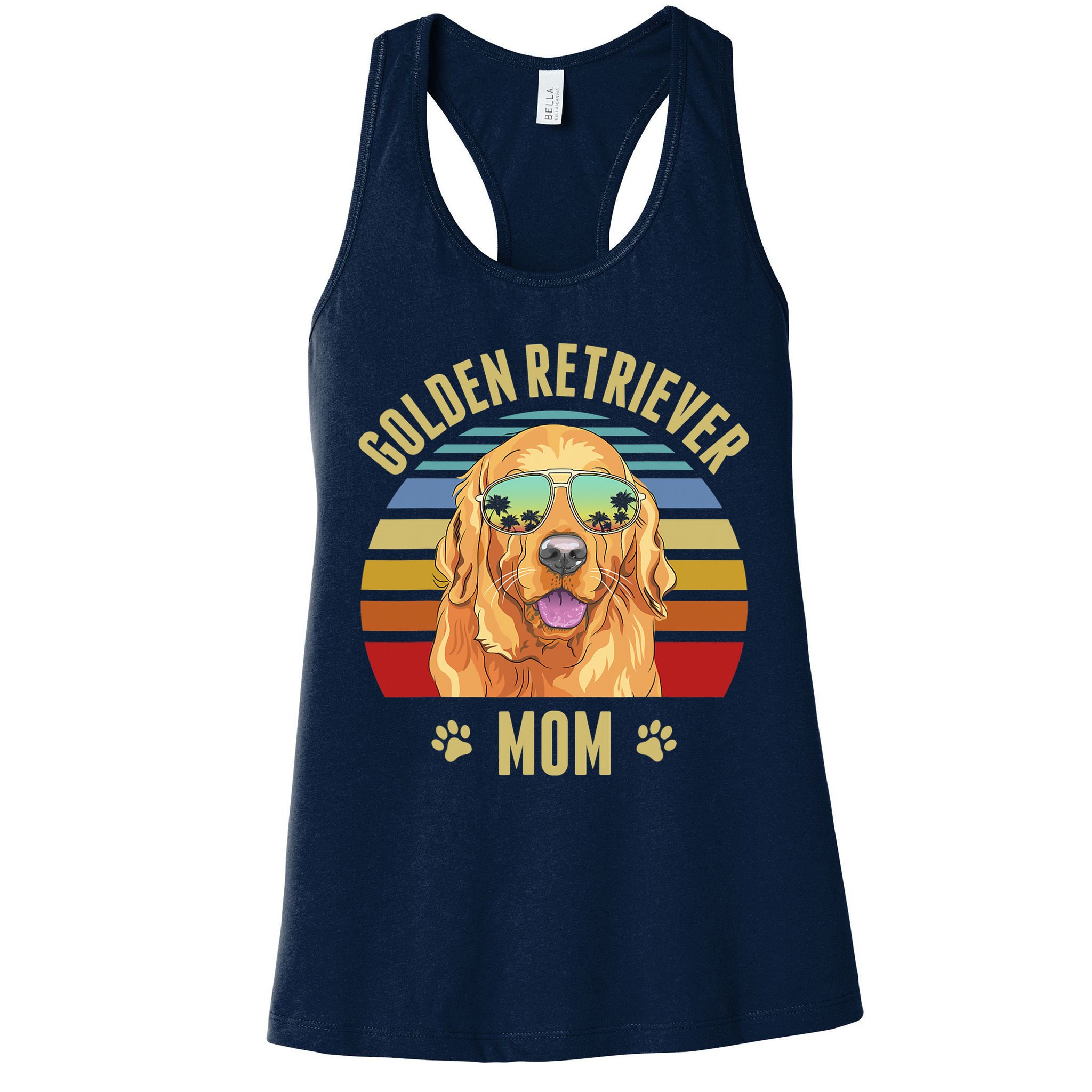 Golden Retriever Best Dog Mom Ever Retro Sunset Beach Vibe Womens Tank Top