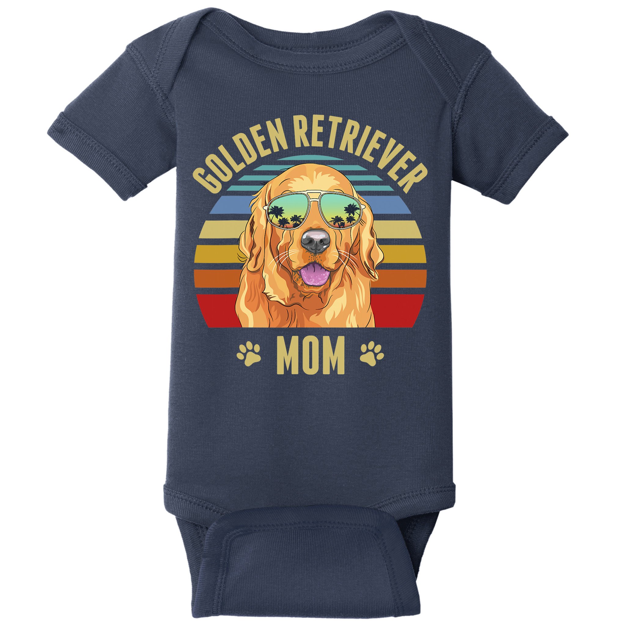 Golden Retriever Best Dog Mom Ever Retro Sunset Beach Vibe Baby Bodysuit