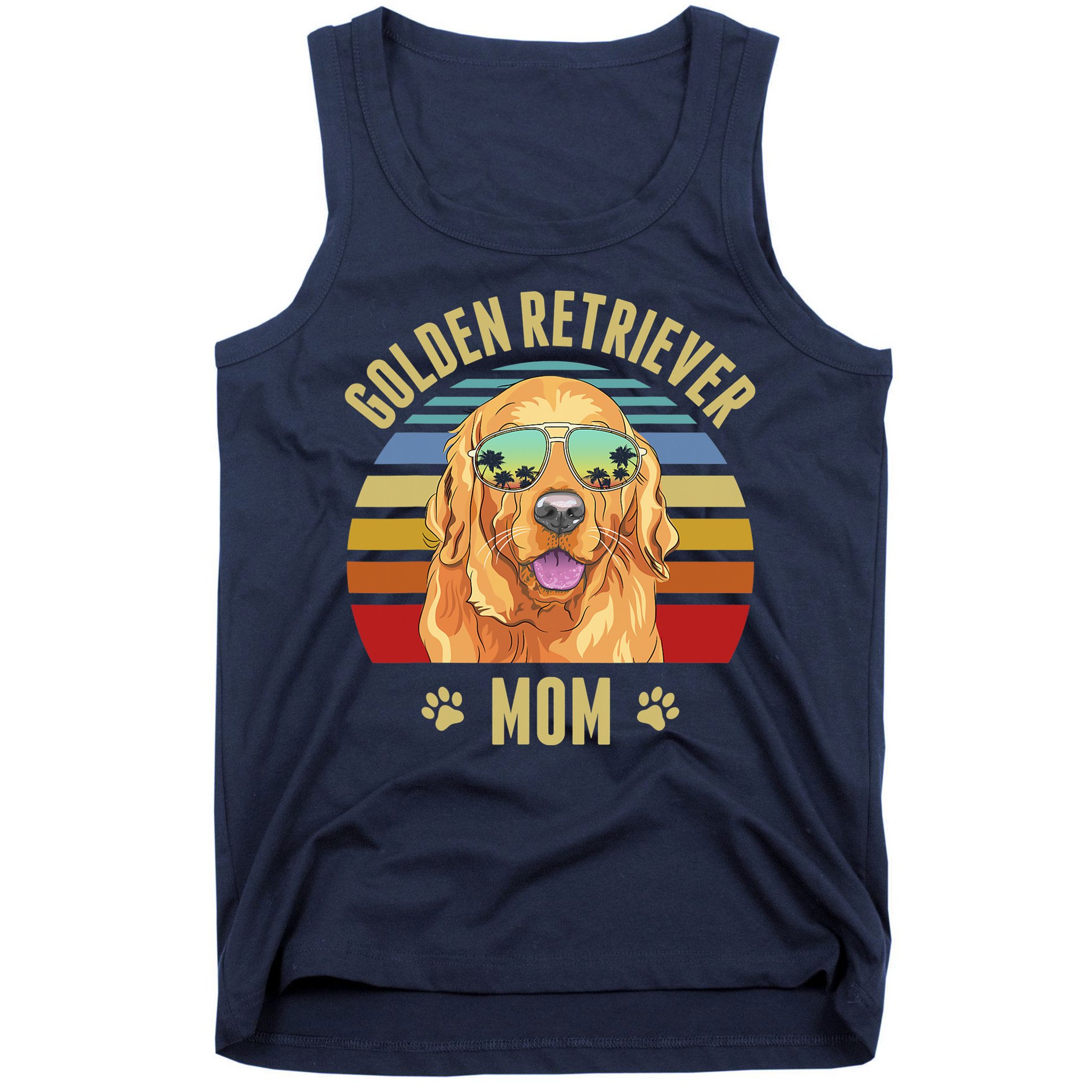 Golden Retriever Best Dog Mom Ever Retro Sunset Beach Vibe Tank Top