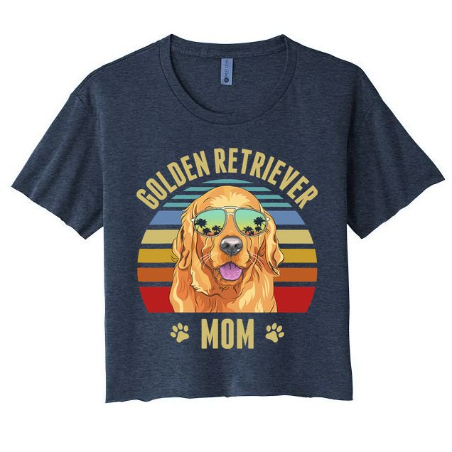 Golden Retriever Best Dog Mom Ever Retro Sunset Beach Vibe Crop Top