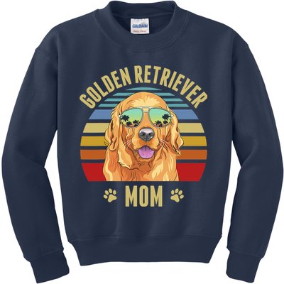 Golden Retriever Best Dog Mom Ever Retro Sunset Beach Vibe Kids Sweatshirt