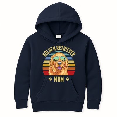 Golden Retriever Best Dog Mom Ever Retro Sunset Beach Vibe Kids Hoodie