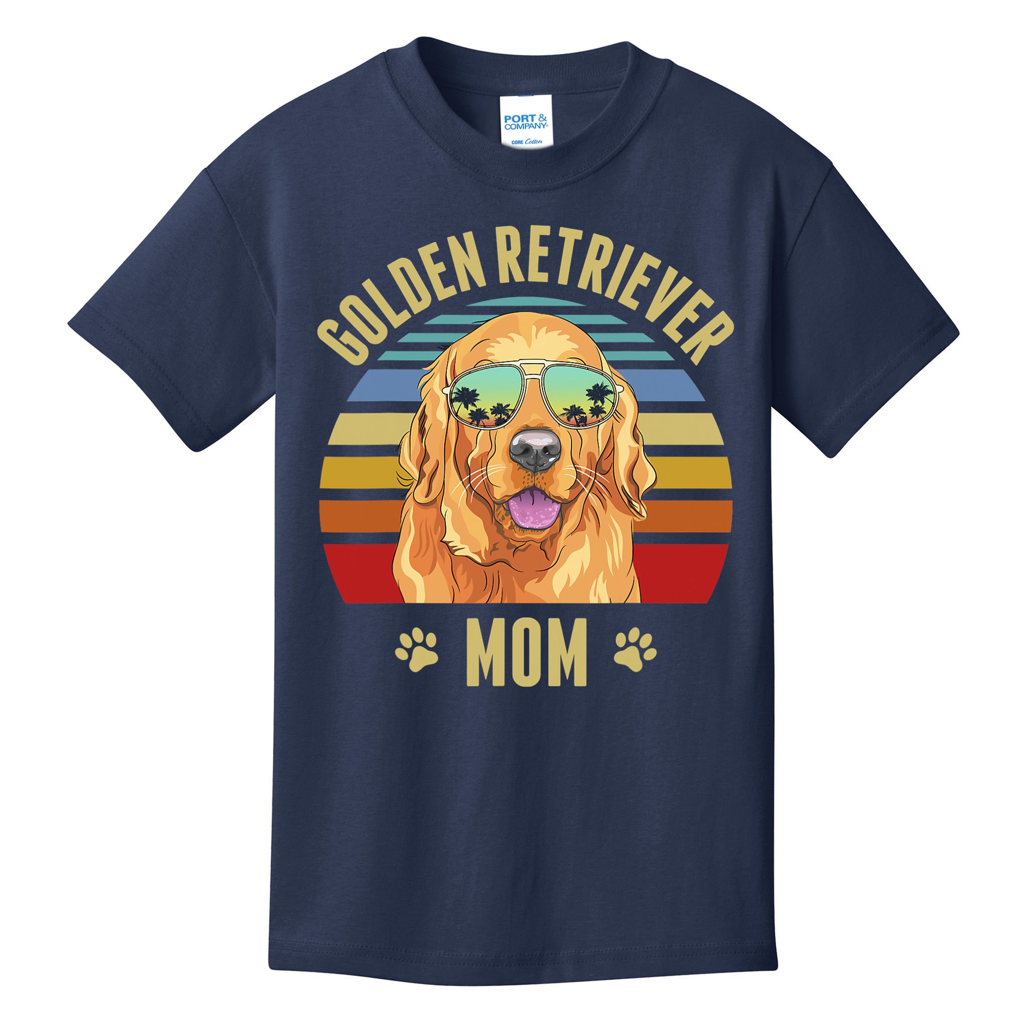 Golden Retriever Best Dog Mom Ever Retro Sunset Beach Vibe Kids T-Shirt