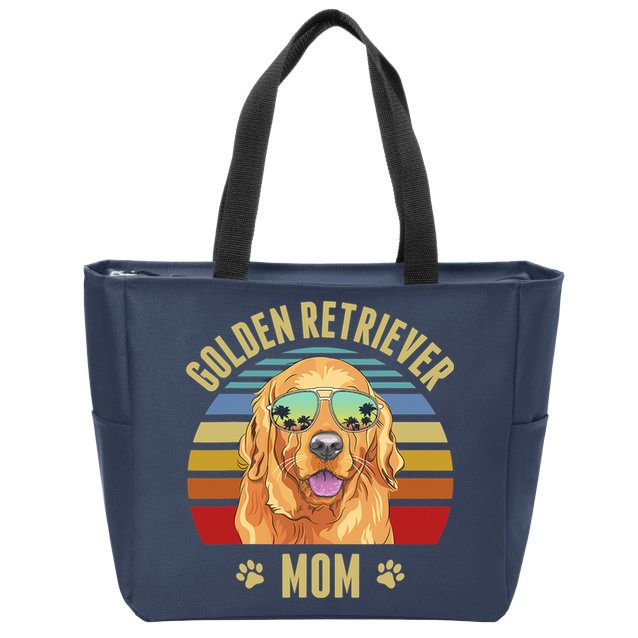 Golden Retriever Best Dog Mom Ever Retro Sunset Beach Vibe Zip Tote Bag