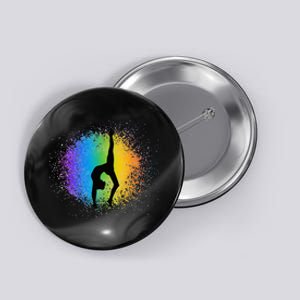 Gymnastics Rainbow Colors Acrobatic Acro Gymnast Button