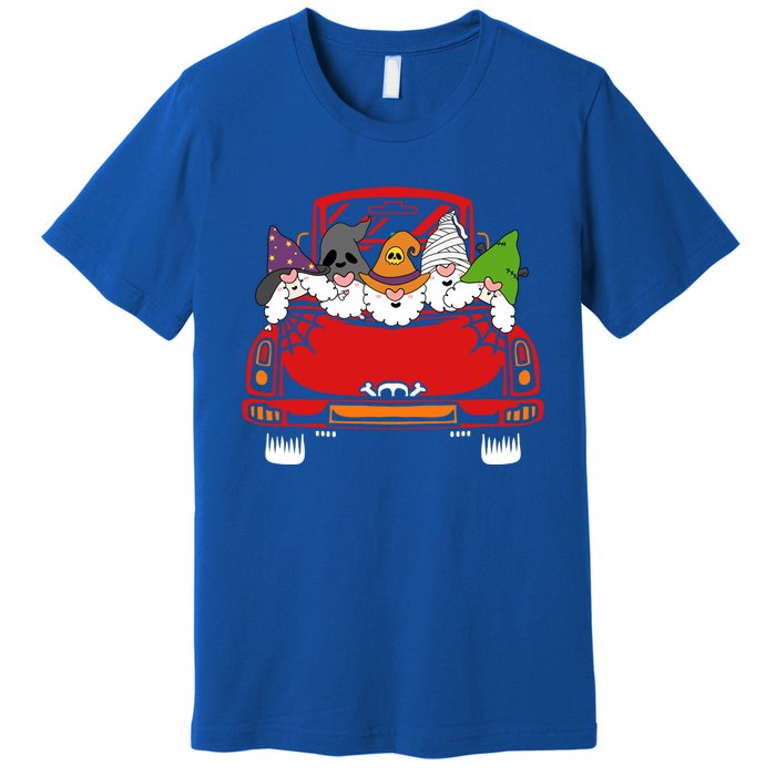 Gnome Riding Car Lazy Halloween Costume Ghost Witch Mummy Gift Premium T-Shirt