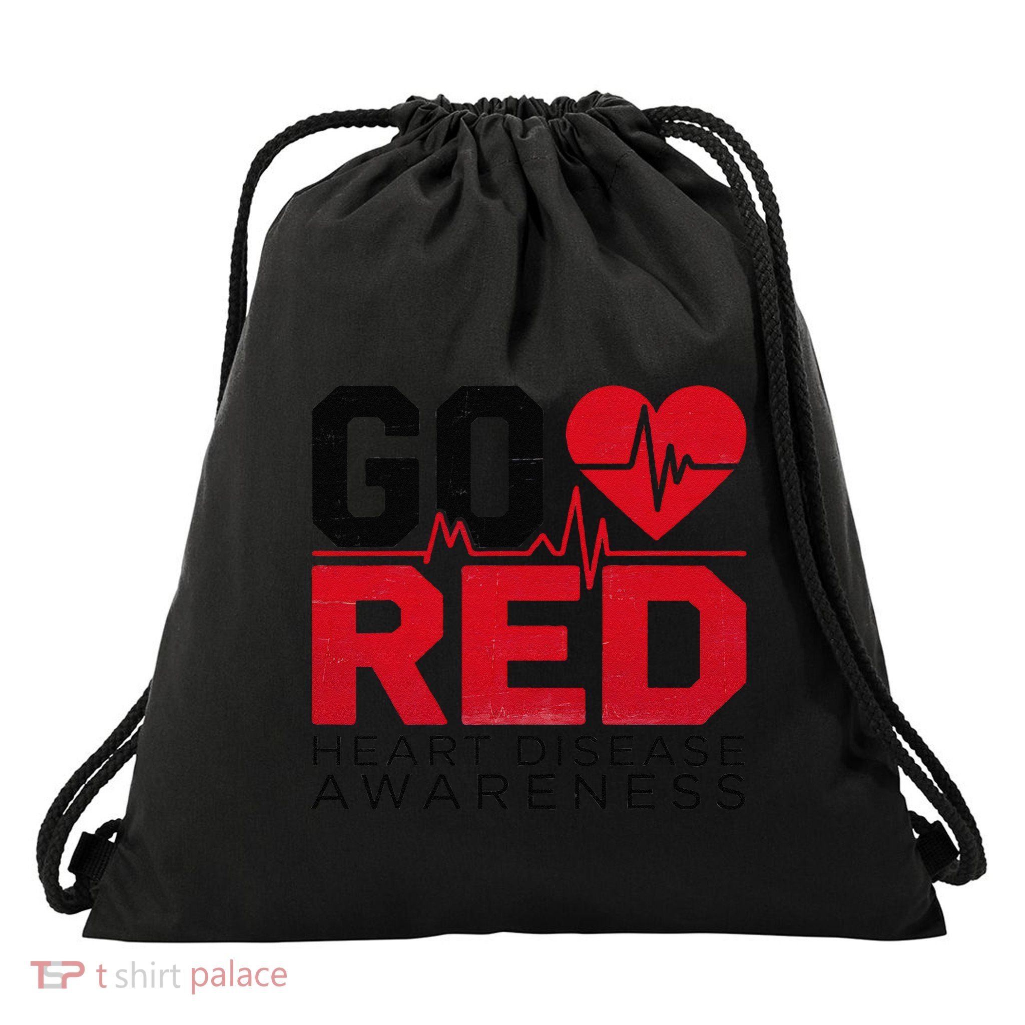 Go Red Chd Heart Disease Month Awareness Drawstring Bag