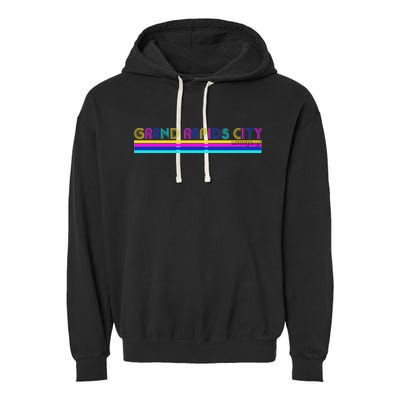 Grand Rapids City Michigan Retro Logo Garment-Dyed Fleece Hoodie