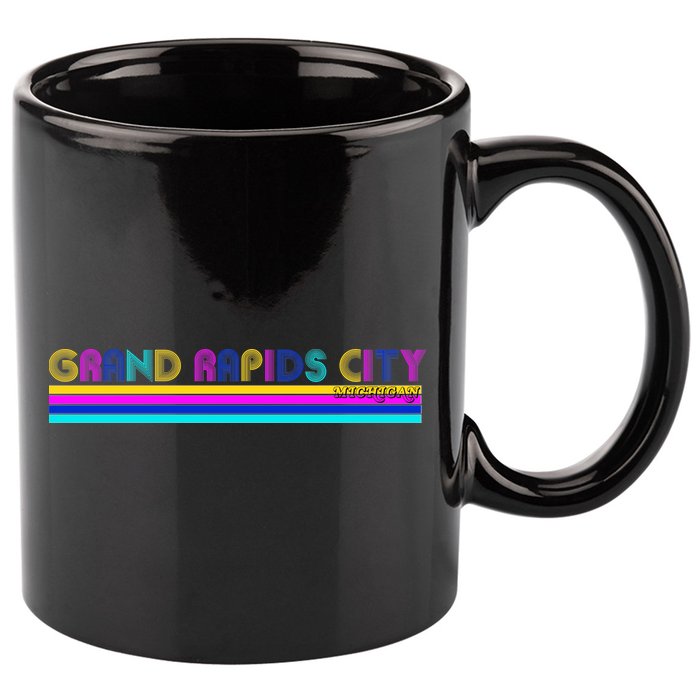 Grand Rapids City Michigan Retro Logo 11oz C Handle Ceramic Mug