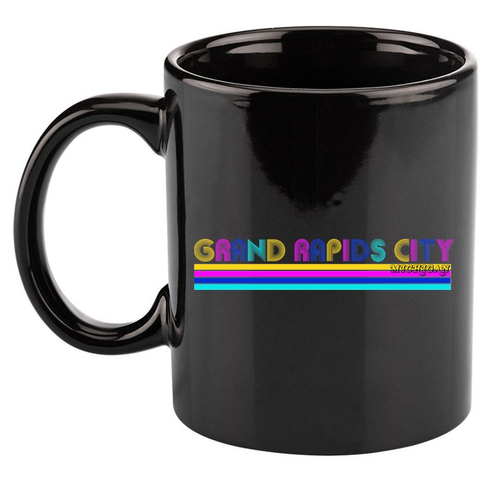 Grand Rapids City Michigan Retro Logo 11oz C Handle Ceramic Mug