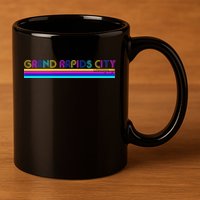 Grand Rapids City Michigan Retro Logo 11oz C Handle Ceramic Mug