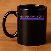 Grand Rapids City Michigan Retro Logo 11oz C Handle Ceramic Mug