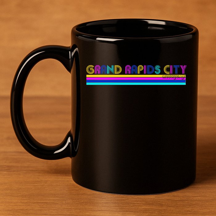 Grand Rapids City Michigan Retro Logo 11oz C Handle Ceramic Mug