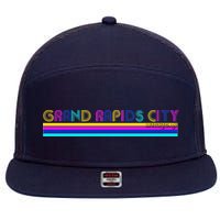 Grand Rapids City Michigan Retro Logo 7 Panel Mesh Trucker Snapback Hat