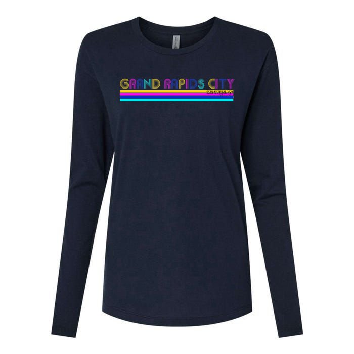 Grand Rapids City Michigan Retro Logo Womens Cotton Relaxed Long Sleeve T-Shirt