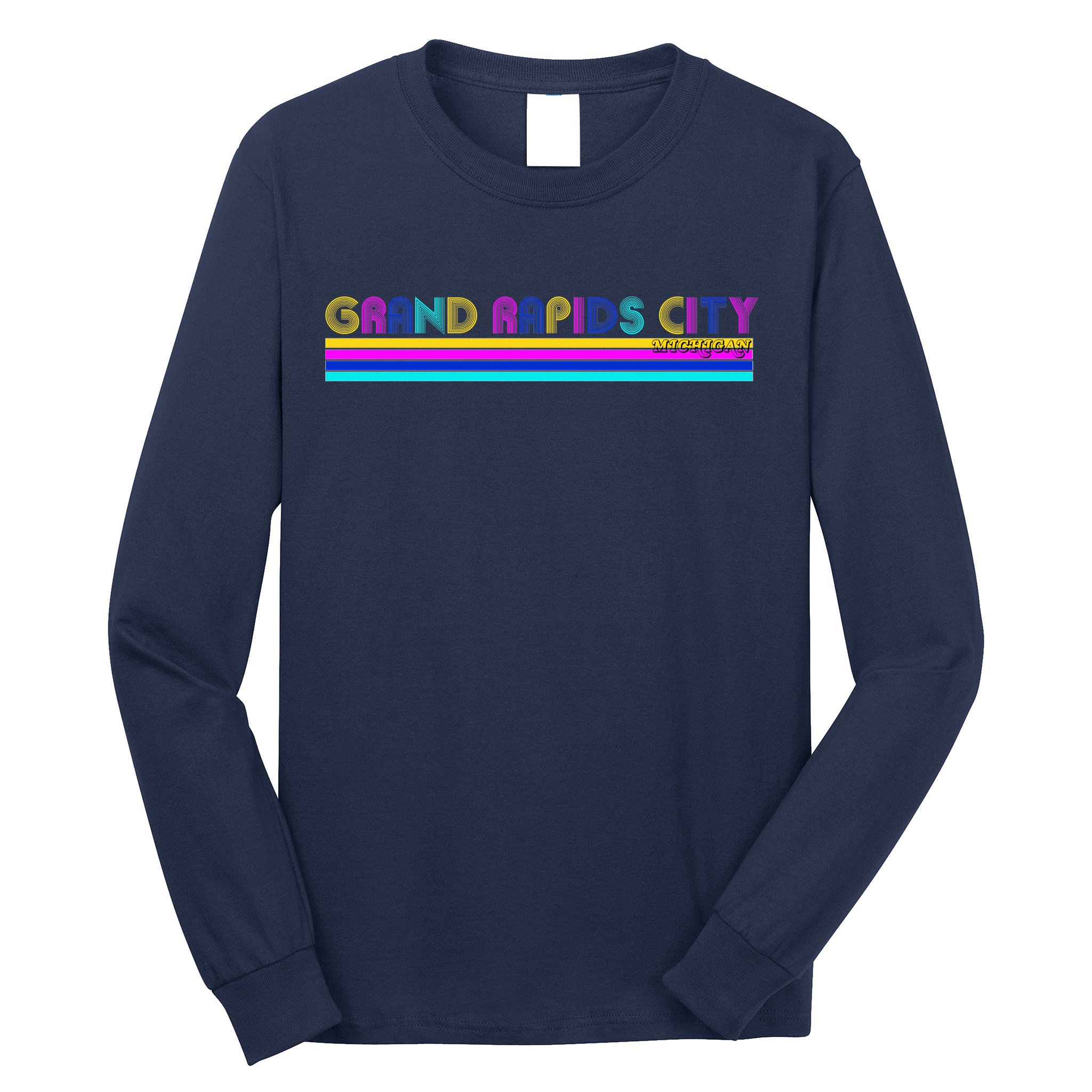 Grand Rapids City Michigan Retro Logo Long Sleeve Shirt