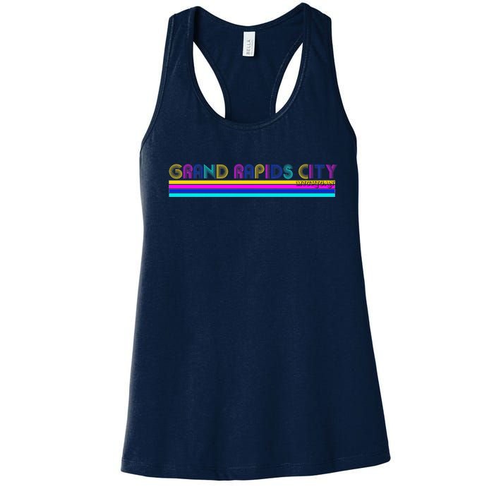 Grand Rapids City Michigan Retro Logo Women's Racerback Tank