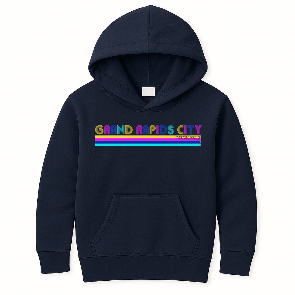 Grand Rapids City Michigan Retro Logo Kids Hoodie