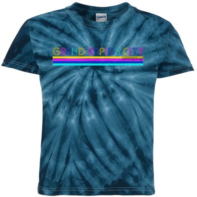 Grand Rapids City Michigan Retro Logo Kids Tie-Dye T-Shirt