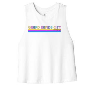 Grand Rapids City Michigan Retro Logo Women's Racerback Cropped Tank