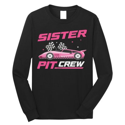 Girl Race Car Birthday Decorations Racing Sister Pit Crew Long Sleeve Shirt