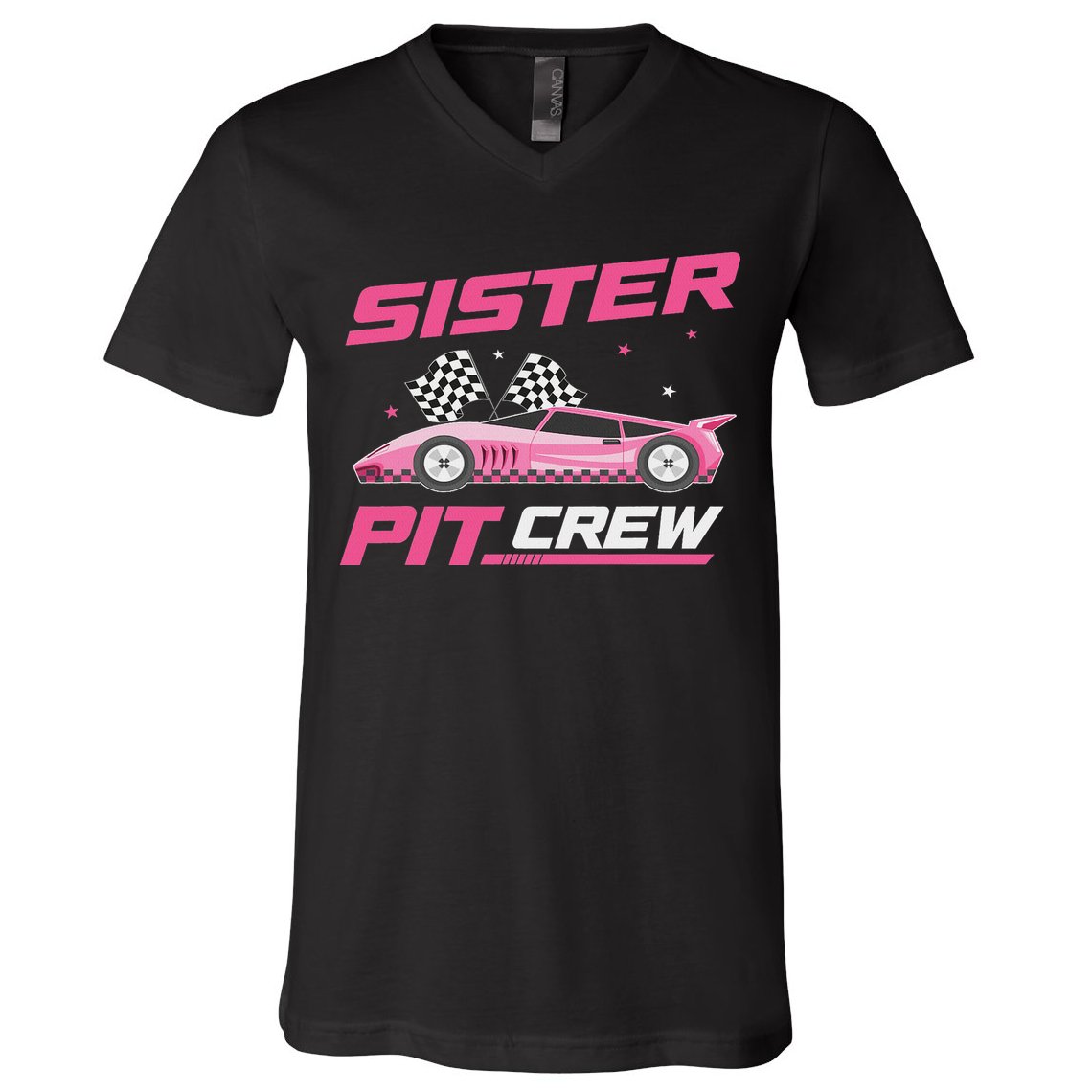 Girl Race Car Birthday Decorations Racing Sister Pit Crew V-Neck T-Shirt