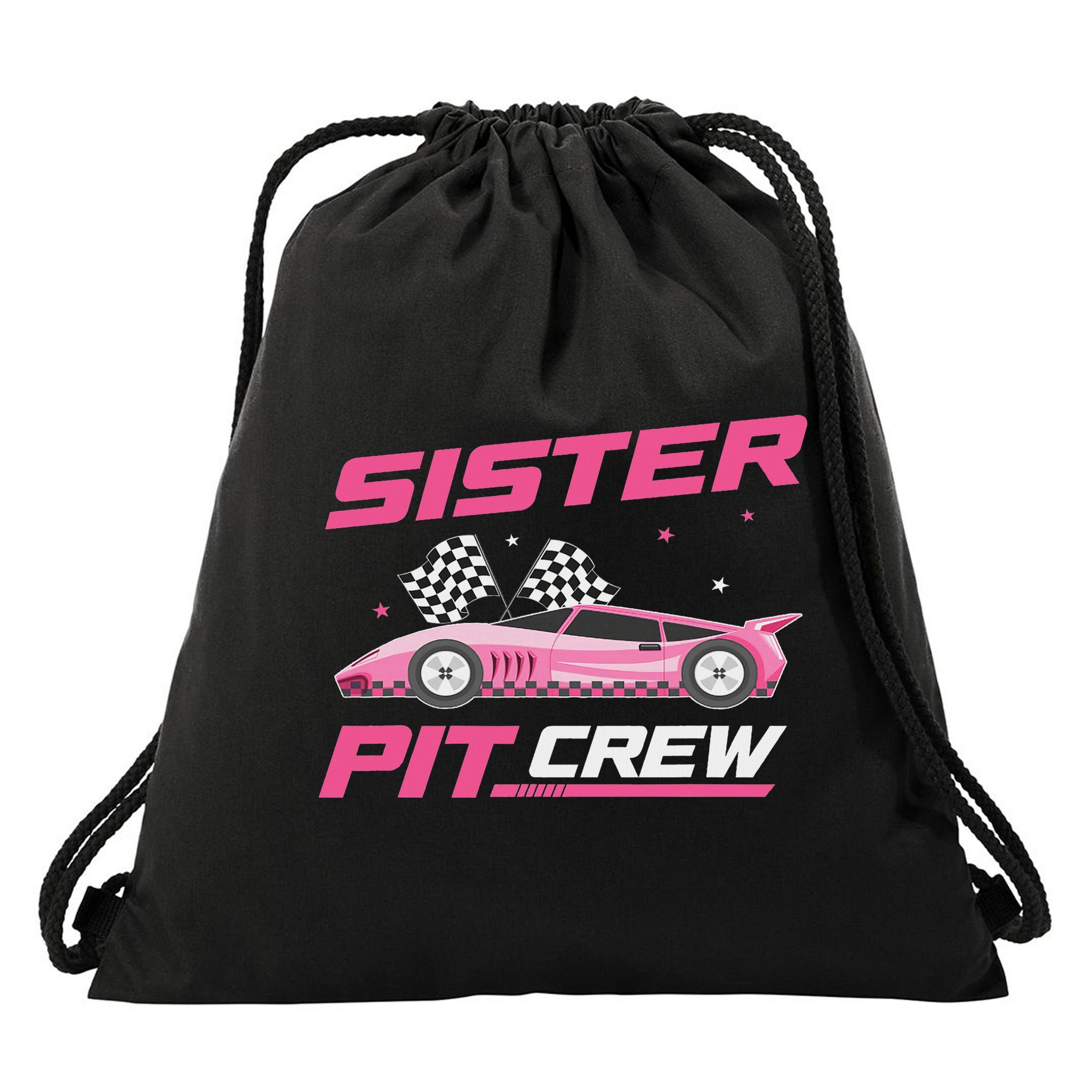 Girl Race Car Birthday Decorations Racing Sister Pit Crew Drawstring Bag