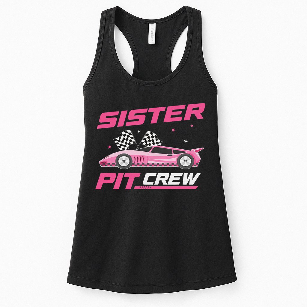 Girl Race Car Birthday Decorations Racing Sister Pit Crew Womens Tank Top