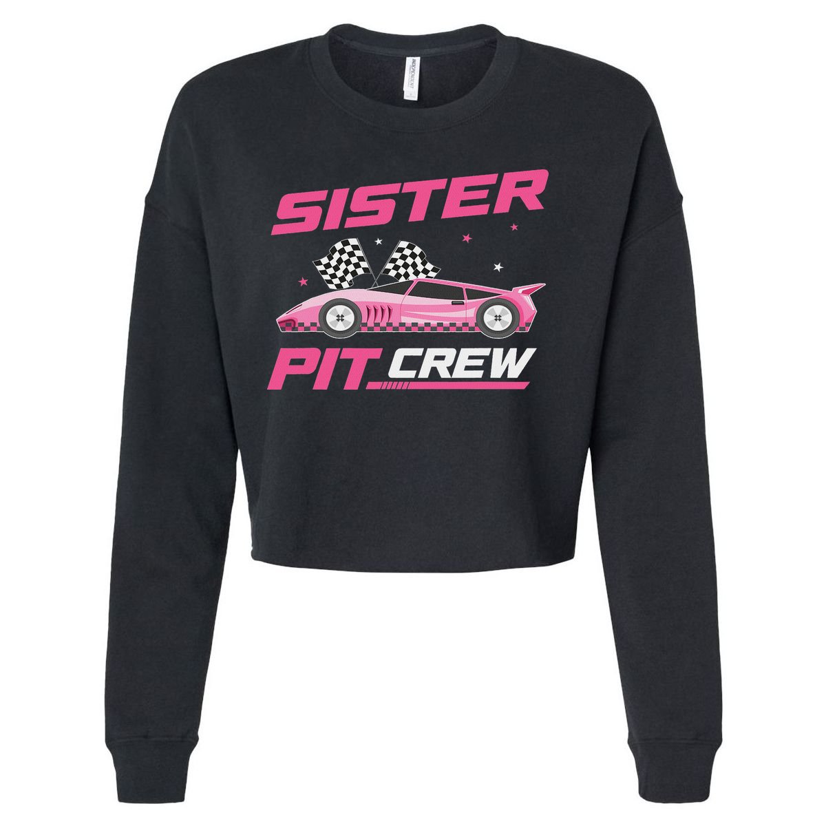 Girl Race Car Birthday Decorations Racing Sister Pit Crew Cropped Pullover Crew