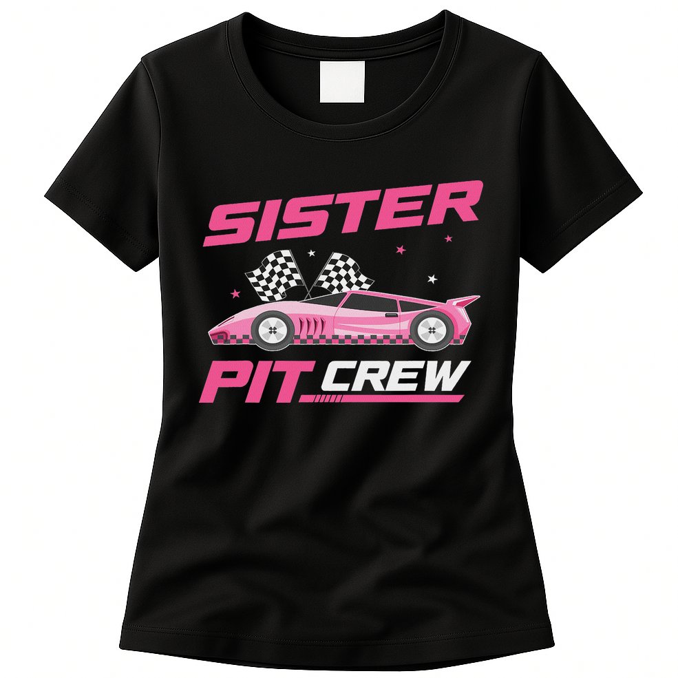 Girl Race Car Birthday Decorations Racing Sister Pit Crew Womens T-Shirt