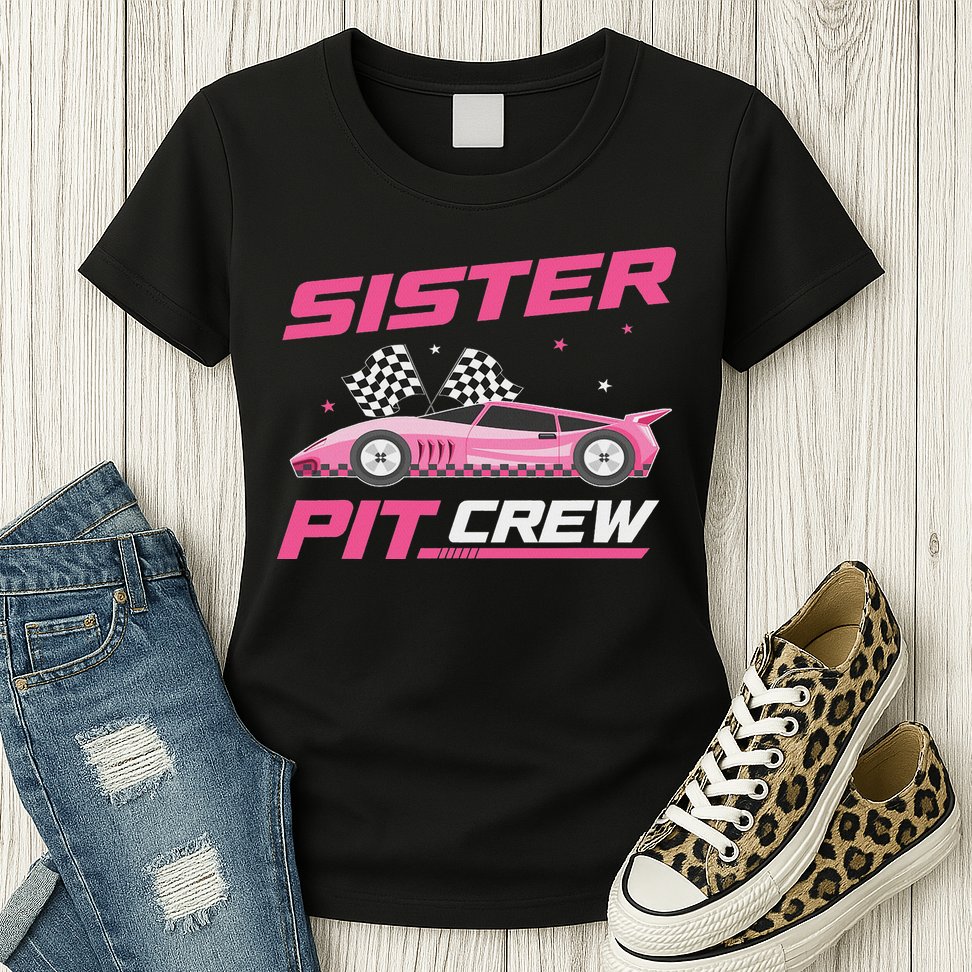 Girl Race Car Birthday Decorations Racing Sister Pit Crew Womens T-Shirt